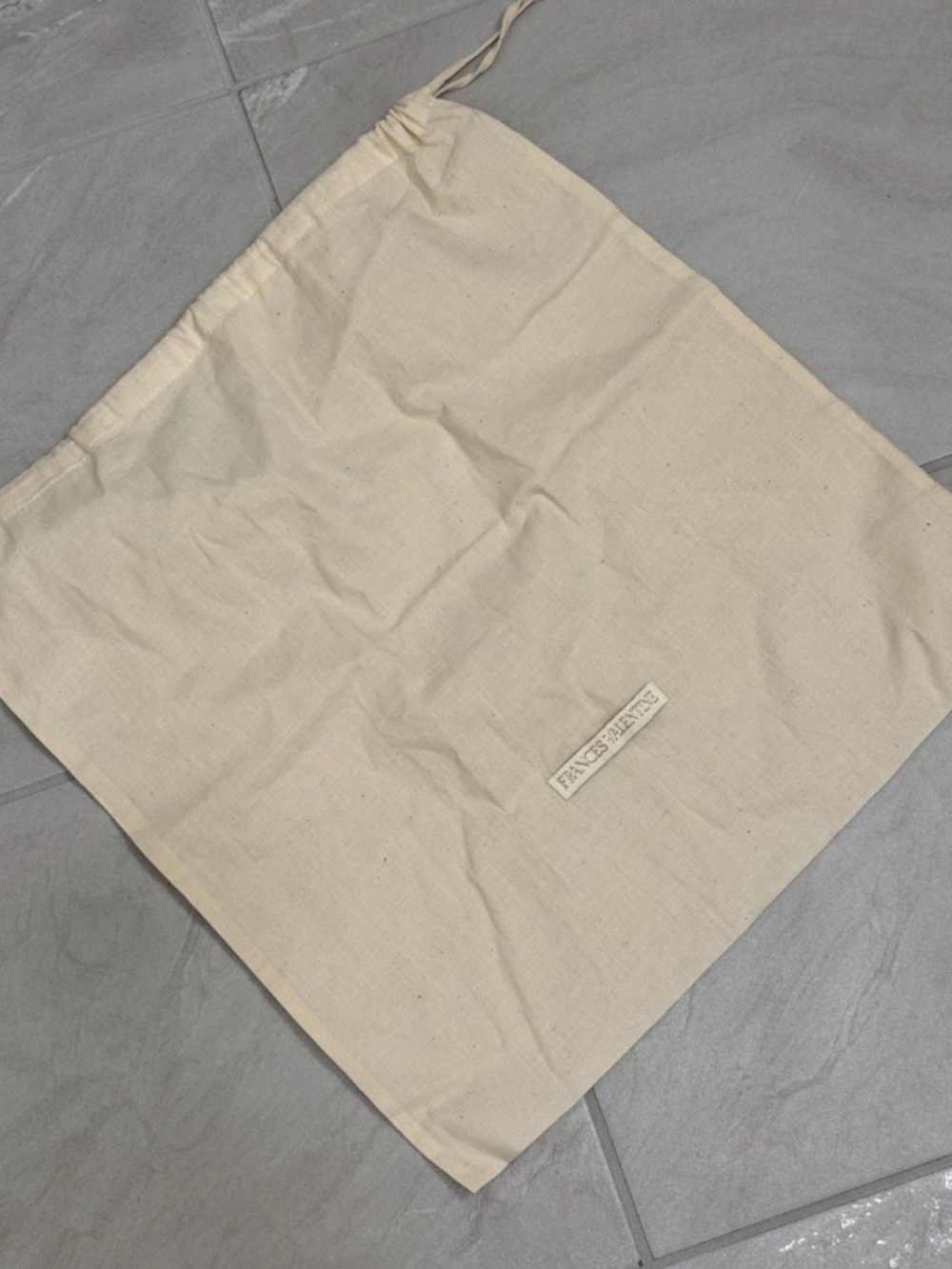 Frances Valentine Cream Canvas Dust Bag Drawstring Pouch